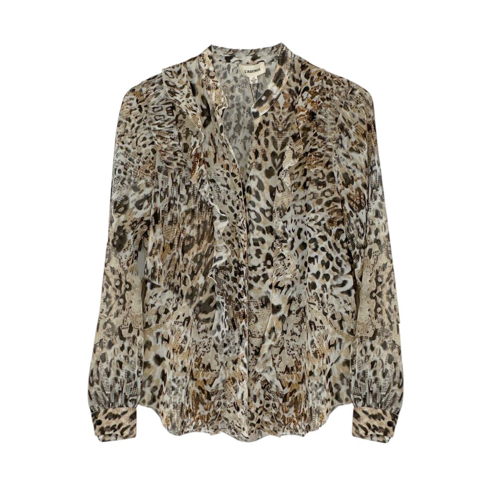 L'AGENCE Nadine Printed Ruffle Blouse In Sundari Lynx S